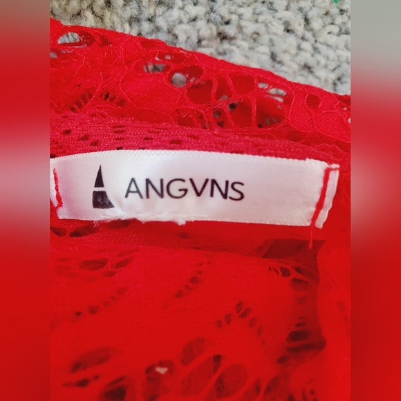 ANGVNS Red Lace Back Ciffon Long Gown Maxi Dress Medium - Picture 7 of 7